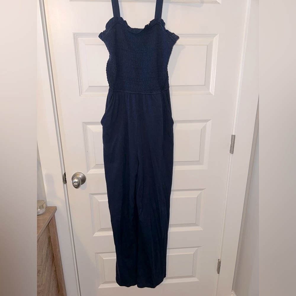 Skies Are Blue Smoked Top Navy Jumpsuit